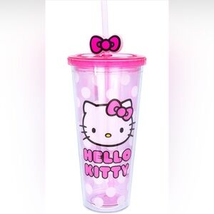 Silver Buffalo Sanrio Hello Kitty Face Carnival Cup With Lid & Topper Straw